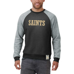 New Orleans Saints Darius Rucker Collection Colorblock Pullover Sweatshirt - Black/Heather Gray on sale