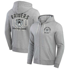 Las Vegas Raiders Darius Rucker Collection Vintage Stripe Full-Zip Hoodie - Heather Gray for sale