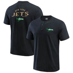 New York Jets Darius Rucker Collection Washed Henley T-Shirt - Black sale