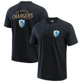 Los Angeles Chargers Darius Rucker Collection Washed Henley T-Shirt - Black cheap