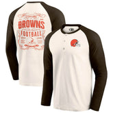 Cleveland Browns Darius Rucker Collection Raglan Henley T-Shirt - Cream/Brown outlet