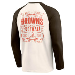 Cleveland Browns Darius Rucker Collection Raglan Henley T-Shirt - Cream/Brown outlet