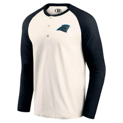 Carolina Panthers Darius Rucker Collection Raglan Henley T-Shirt - Cream/Black online