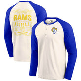 Los Angeles Rams Darius Rucker Collection Raglan Henley T-Shirt - Cream/Royal on sale
