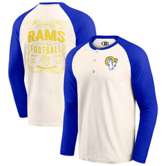 Los Angeles Rams Darius Rucker Collection Raglan Henley T-Shirt - Cream/Royal on sale