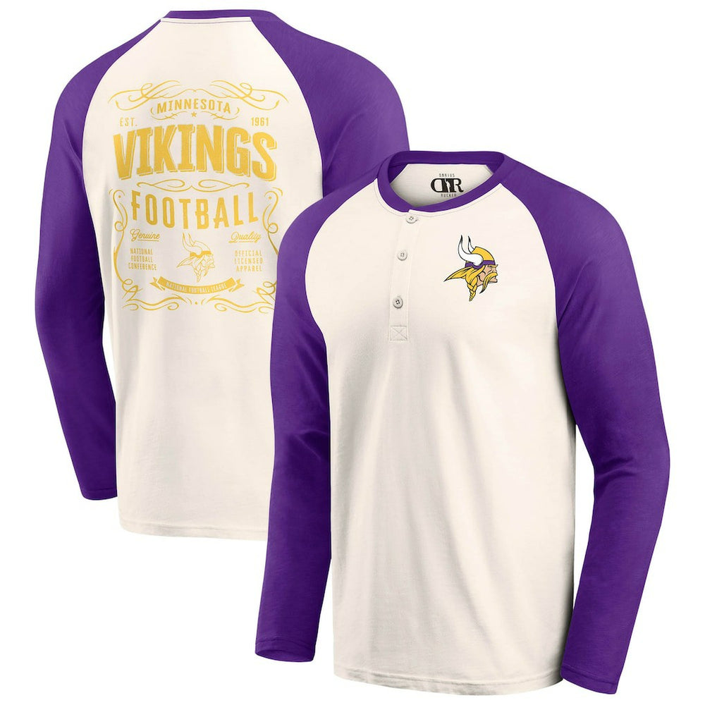 Minnesota Vikings Darius Rucker Collection Raglan Henley T-Shirt - Cream/Purple on sale