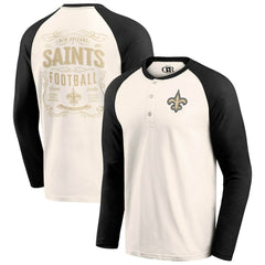 New Orleans Saints Darius Rucker Collection Raglan Henley T-Shirt - Cream/Black for sale