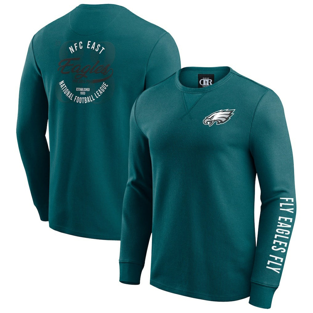 Philadelphia Eagles Darius Rucker Collection Washed Waffle-Knit Long Sleeve T-Shirt - Kelly Green discount