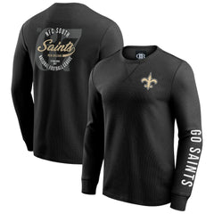 New Orleans Saints Darius Rucker Collection Washed Waffle-Knit Long Sleeve T-Shirt - Black discount