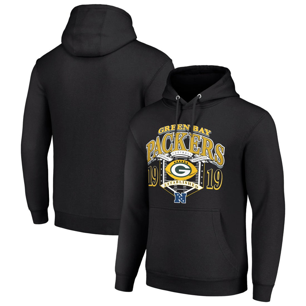 Green Bay Packers Starter 80s Retro Pullover Hoodie - Black for sale