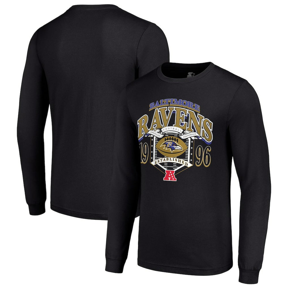 Baltimore Ravens Starter Retro Long Sleeve Graphic T-Shirt - Black discount