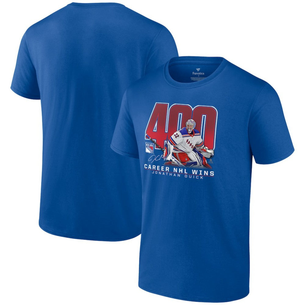 Jonathan Quick New York Rangers 400 Career Wins T-Shirt - Blue T-shirts