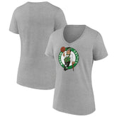 Boston Celtics Women's Primary Logo V-Neck T-Shirt - Gray discount