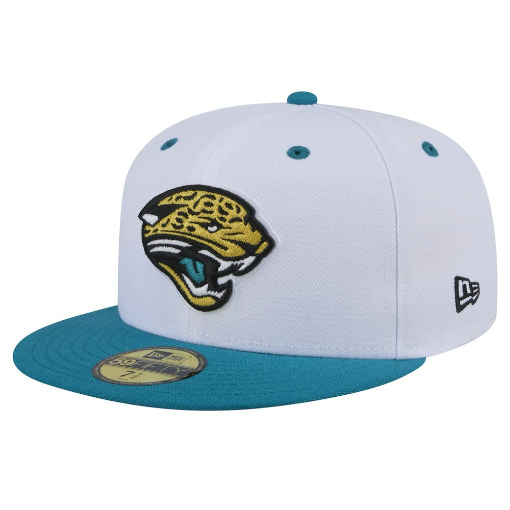 Jacksonville Jaguars New Era Throwback Logo Flipside Two-Tone 59FIFTY Fitted Hat - White/Teal on sale
