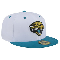 Jacksonville Jaguars New Era Throwback Logo Flipside Two-Tone 59FIFTY Fitted Hat - White/Teal on sale
