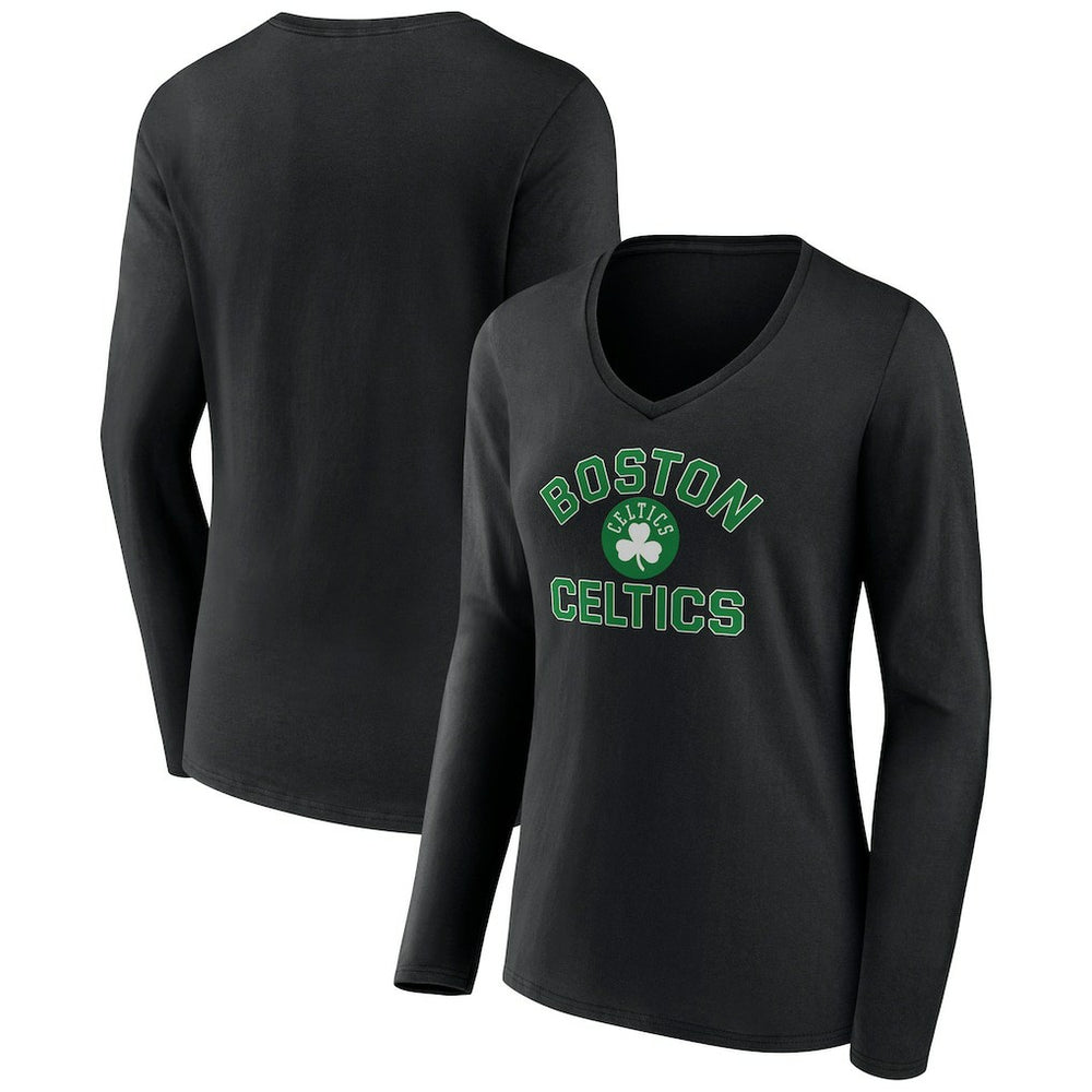 Boston Celtics Women's Overtime V-Neck Long Sleeve T-Shirt - Black on sale
