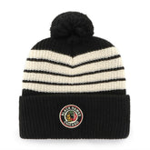 Chicago Blackhawks '47 Old Time Hockey Barn Cuffed Knit Hat with Pom - Black Hats