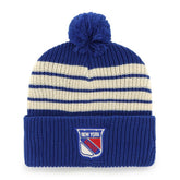 New York Rangers '47 Old Time Hockey Barn Cuffed Knit Hat with Pom - Blue Hats