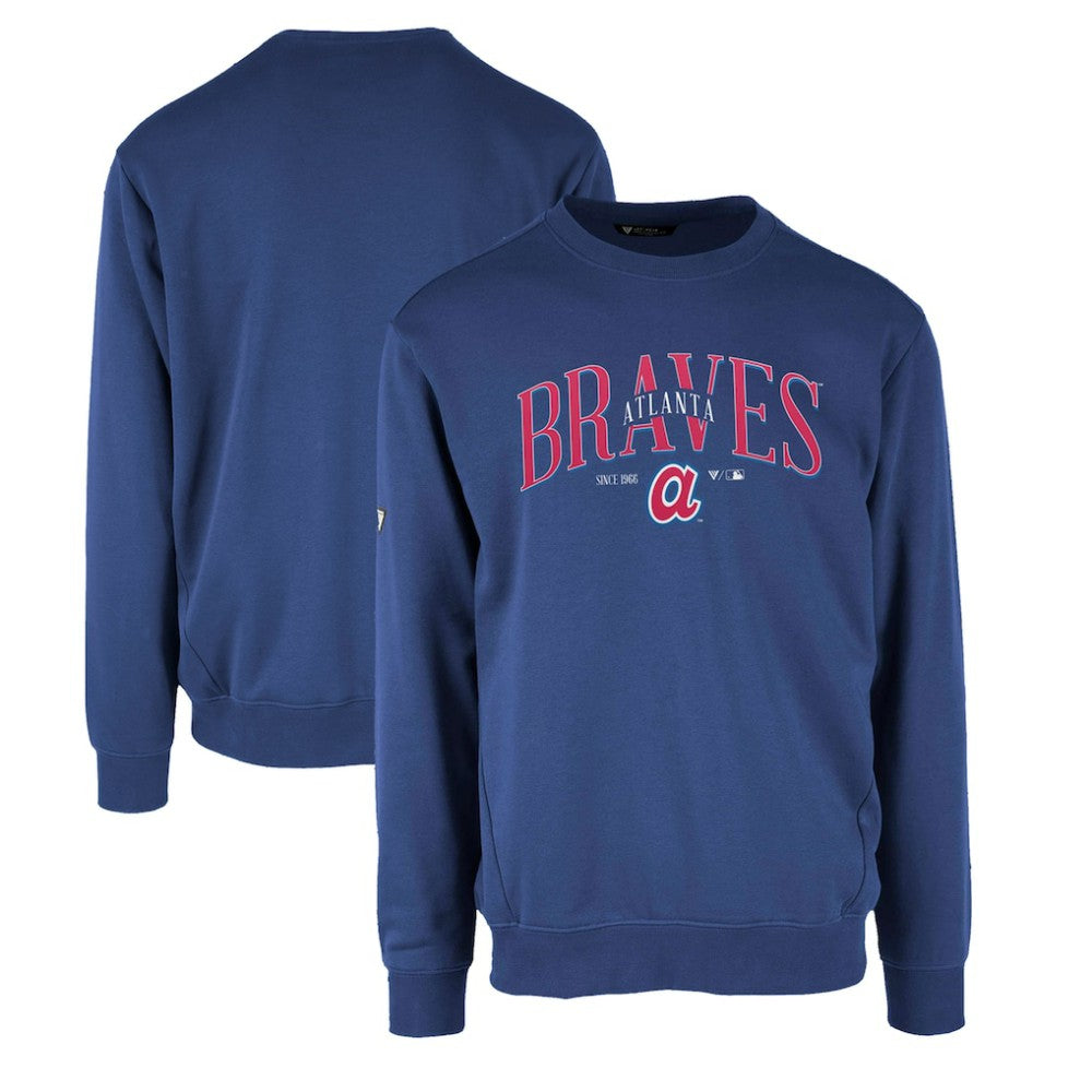 Atlanta Braves Levelwear Zane Cooperstown Collection Retro Spellout Pullover Sweatshirt Royal