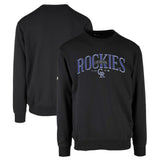 Colorado Rockies Levelwear Zane Cooperstown Collection Retro Spellout Pullover Sweatshirt Black