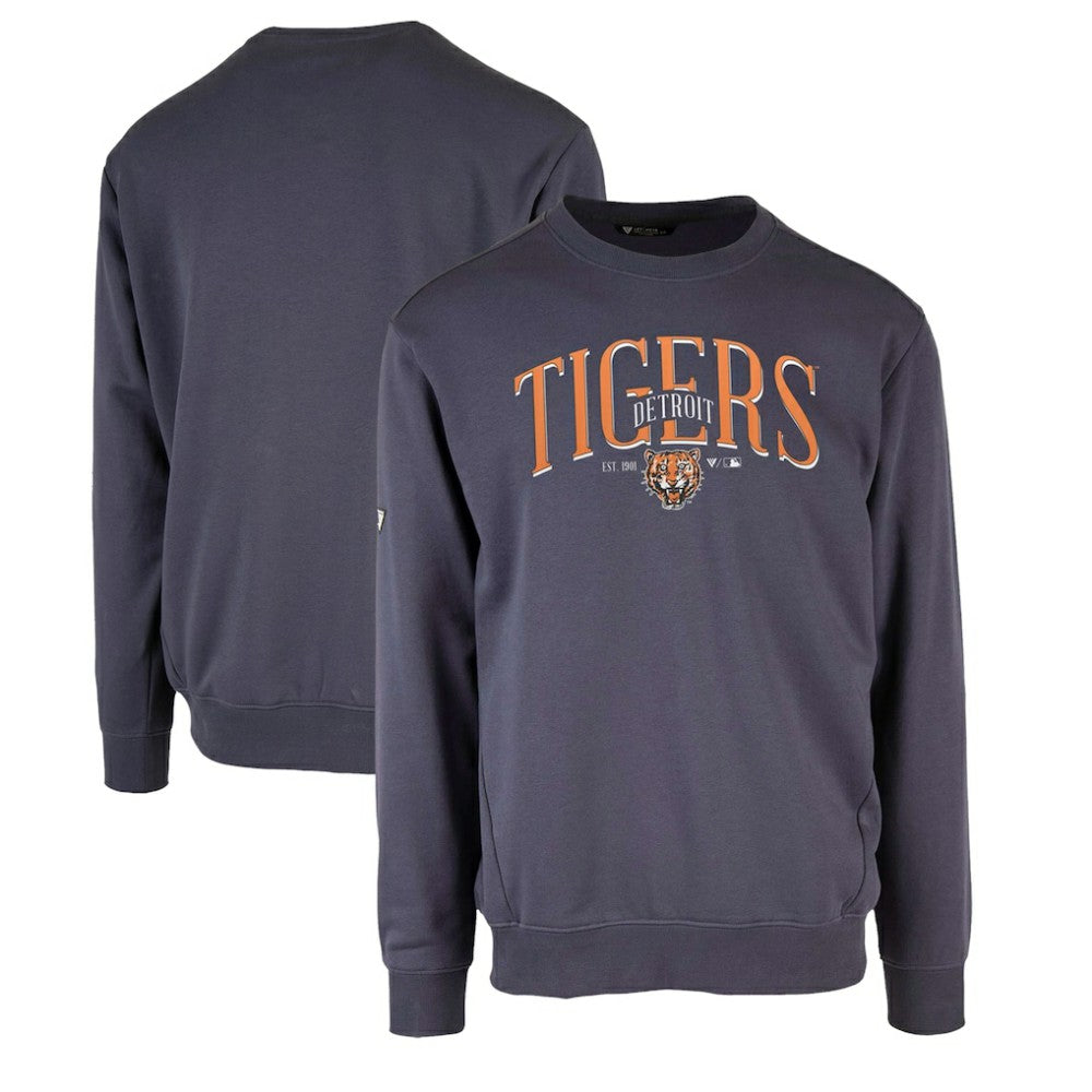 Detroit Tigers Levelwear Zane Cooperstown Collection Retro Spellout Pullover Sweatshirt Navy