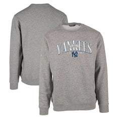 New York Yankees Levelwear Zane Cooperstown Collection Retro Spellout Pullover Sweatshirt Gray