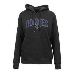 Colorado Rockies Levelwear Women's Adorn Cooperstown Collection Retro Spellout Pullover Hoodie Black