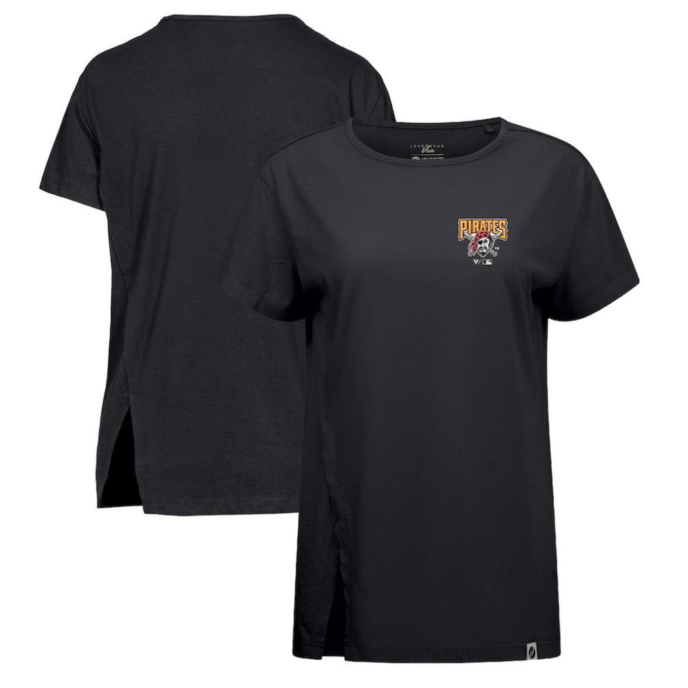Pittsburgh Pirates Levelwear Women's Influx Cooperstown Core Logo T-Shirt Black