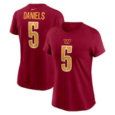 Jayden Daniels Washington Commanders Women's Name & Number T-Shirt - Burgundy sale