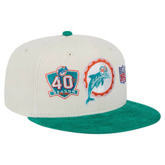 Miami Dolphins New Era Throwback Corduroy 59FIFTY Fitted Hat - Cream/Aqua cheap