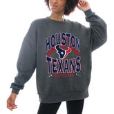 Houston Texans Gameday Couture Women's Oversized Long Weekend Premium Fleece Drop Shoulder Pullover Sweatshirt - Charcoal sale