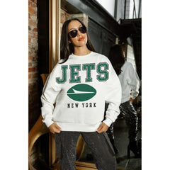 New York Jets Gameday Couture Women's Sunday Drives Oversized Crewneck Pullover Sweatshirt - White cheap