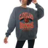 Cleveland Browns Gameday Couture Women's Oversized Long Weekend Premium Fleece Drop Shoulder Pullover Sweatshirt - Charcoal online