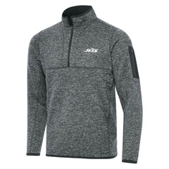 New York Jets Antigua Fortune Quarter-Zip Pullover Jacket - Heather Gray sale