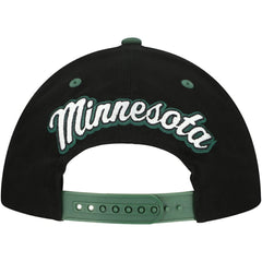 Minnesota Wild Mitchell & Ness Backside Script 2-Tone Pro Crown Adjustable Hat - Black/Green Hats
