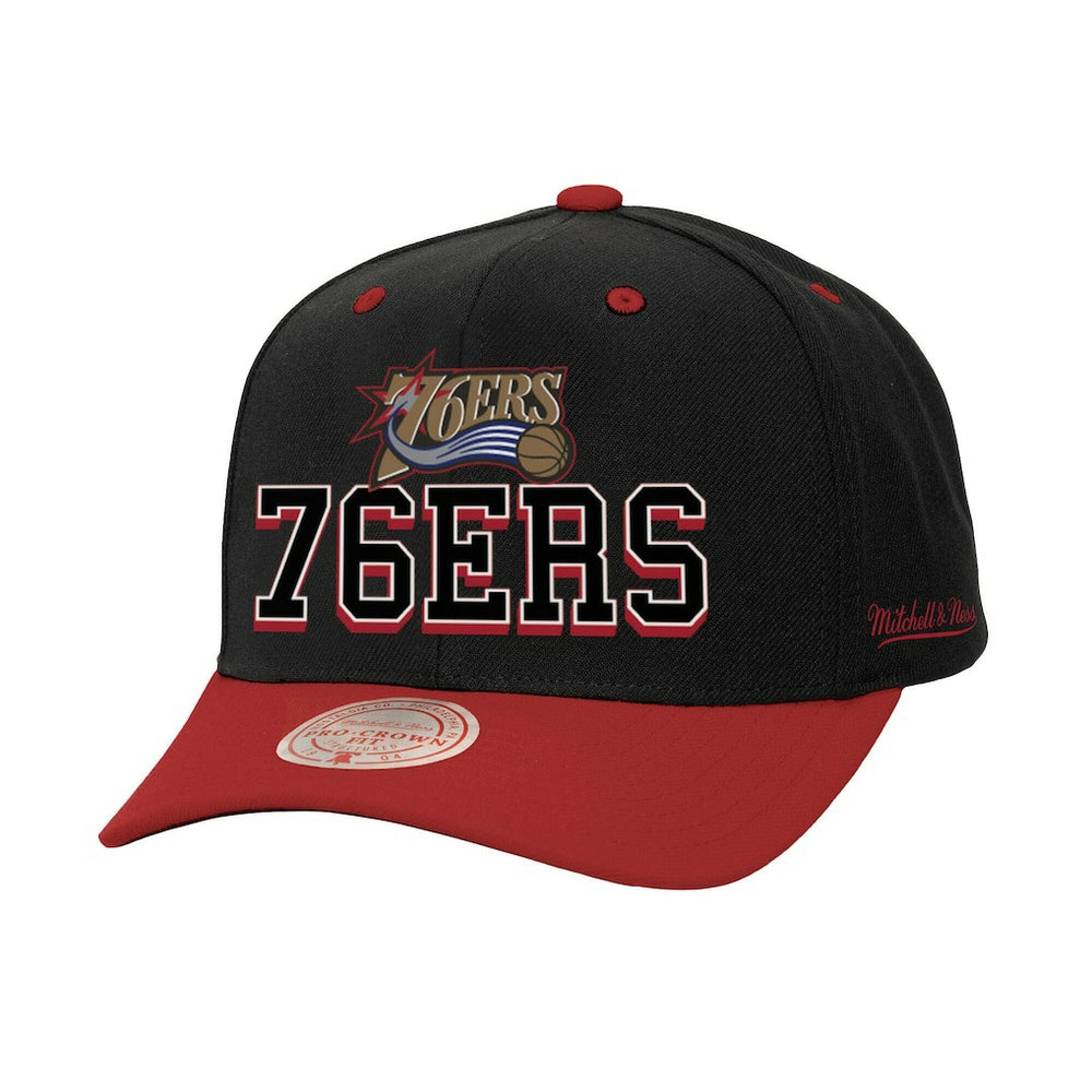 Philadelphia 76ers Backside Script 2-Tone Pro Crown Adjustable Hat - Black/Red discount