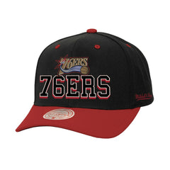 Philadelphia 76ers Backside Script 2-Tone Pro Crown Adjustable Hat - Black/Red discount