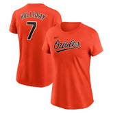 Jackson Holliday Baltimore Orioles Women's Cooperstown Collection Fuse Name & Number T-Shirt Orange