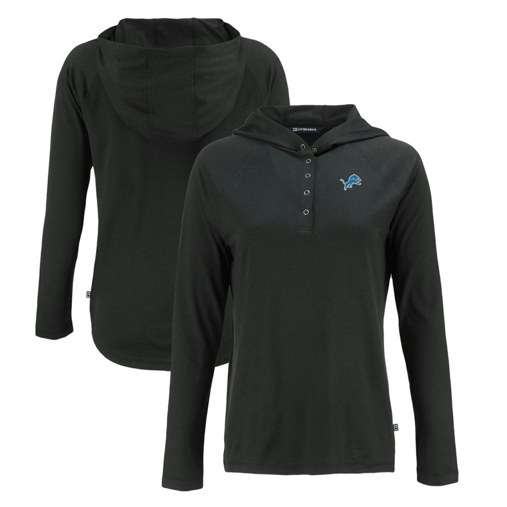 Detroit Lions Cutter & Buck Women's Coastline Epic Comfort Eco Recycled Raglan Pullover Hoodie - Black sale