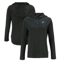 Detroit Lions Cutter & Buck Women's Coastline Epic Comfort Eco Recycled Raglan Pullover Hoodie - Black sale