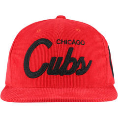 Chicago Cubs Male Adult Corduroy Snapback Hat Red