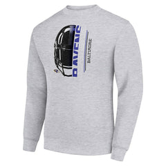 Baltimore Ravens Starter Half Helmet Team Graphic Tri-Blend Fleece Pullover Sweatshirt - Heather Gray online
