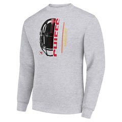 Kansas City Chiefs Starter Half Helmet Team Graphic Tri-Blend Fleece Pullover Sweatshirt - Heather Gray cheap