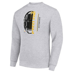 Pittsburgh Steelers Starter Half Helmet Team Graphic Tri-Blend Fleece Pullover Sweatshirt - Heather Gray outlet