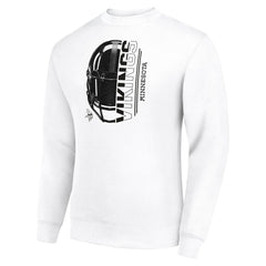 Minnesota Vikings Starter Half Helmet Team Graphic Tri-Blend Fleece Pullover Sweatshirt - White on sale