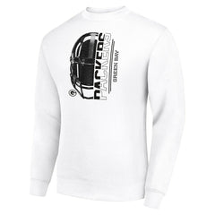 Green Bay Packers Starter Half Helmet Team Graphic Tri-Blend Fleece Pullover Sweatshirt - White sale
