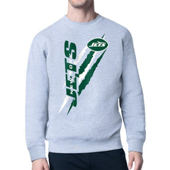 New York Jets Starter Color Scratch Team Graphic Fleece Pullover Sweatshirt - Heather Gray online