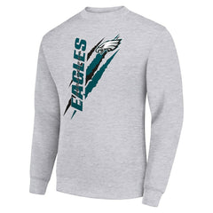 Philadelphia Eagles Starter Color Scratch Team Graphic Fleece Pullover Sweatshirt - Heather Gray discount