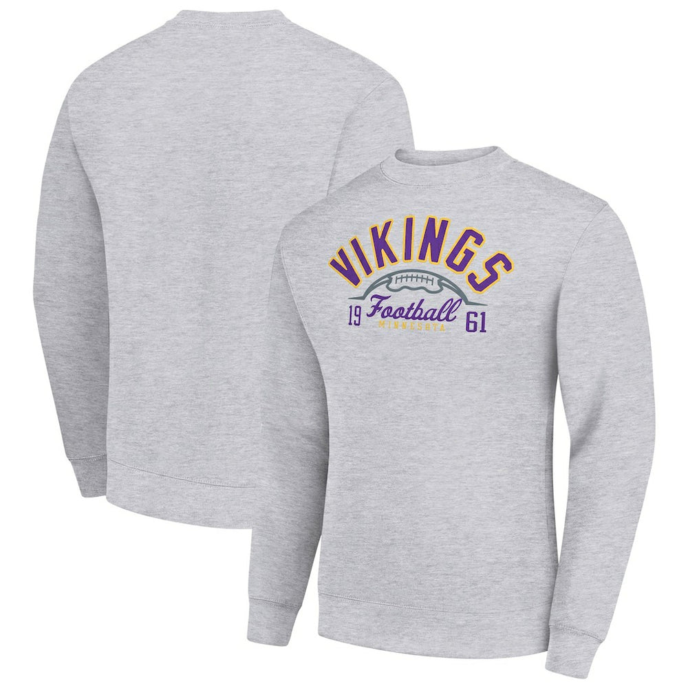 Minnesota Vikings Starter Half Ball Team Graphic Tri-Blend Fleece Pullover Sweatshirt - Heather Gray online