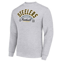 Pittsburgh Steelers Starter Half Ball Team Graphic Tri-Blend Fleece Pullover Sweatshirt - Heather Gray on sale